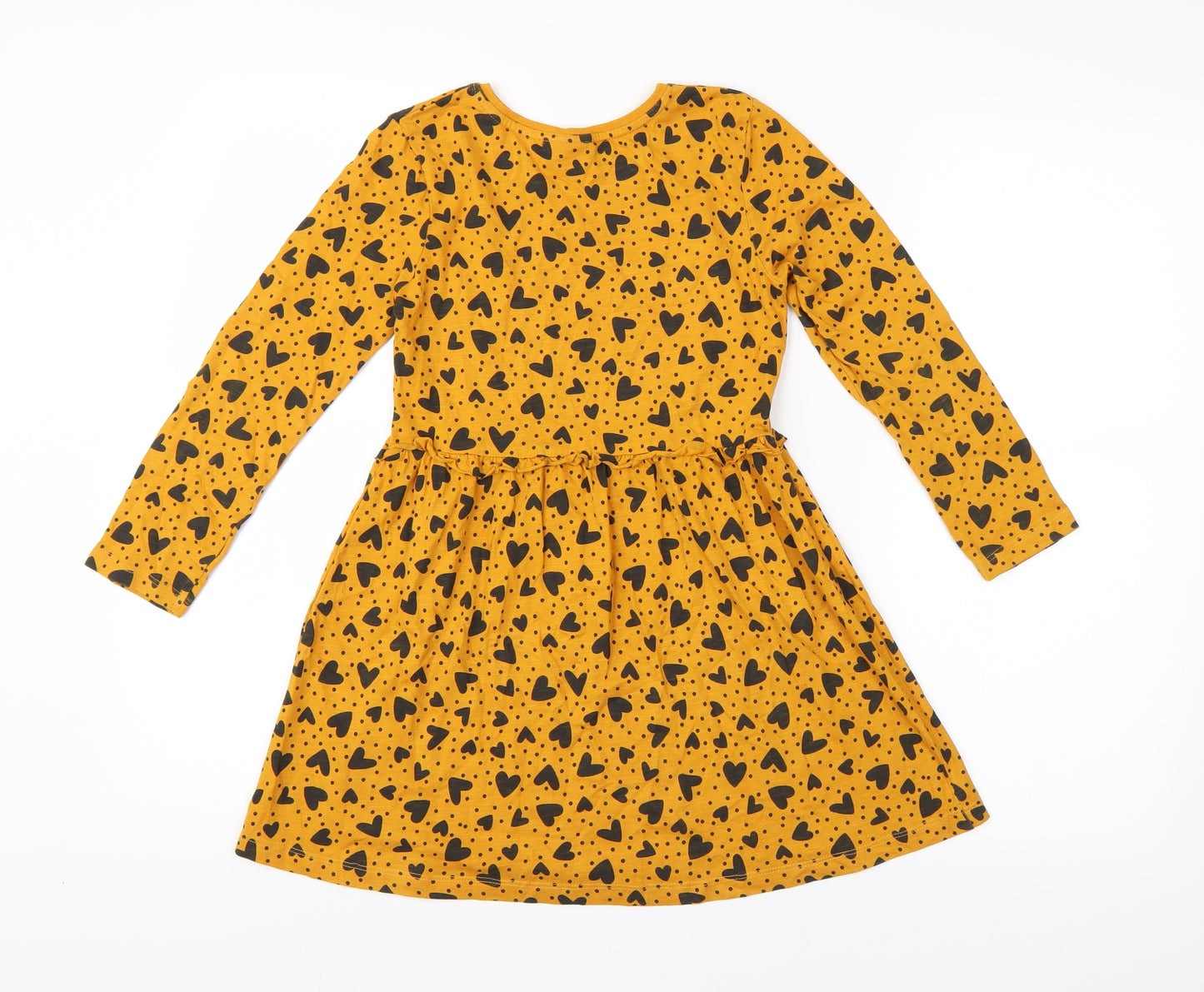 Preworn Girls Orange Spotted  T-Shirt Dress  Size 7 Years