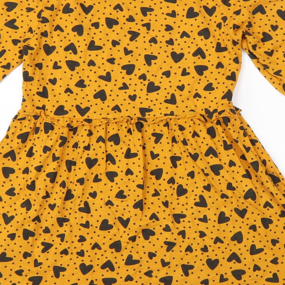 Preworn Girls Orange Spotted  T-Shirt Dress  Size 7 Years