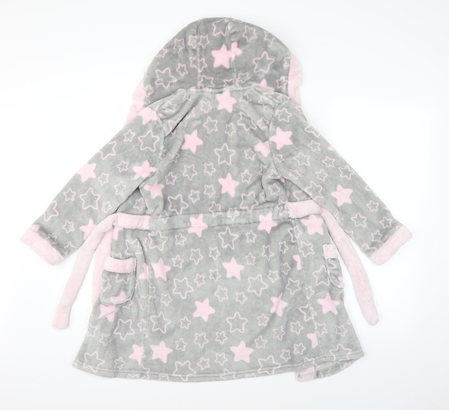 Preworn Girls Grey Geometric   Robe Size 10 Years
