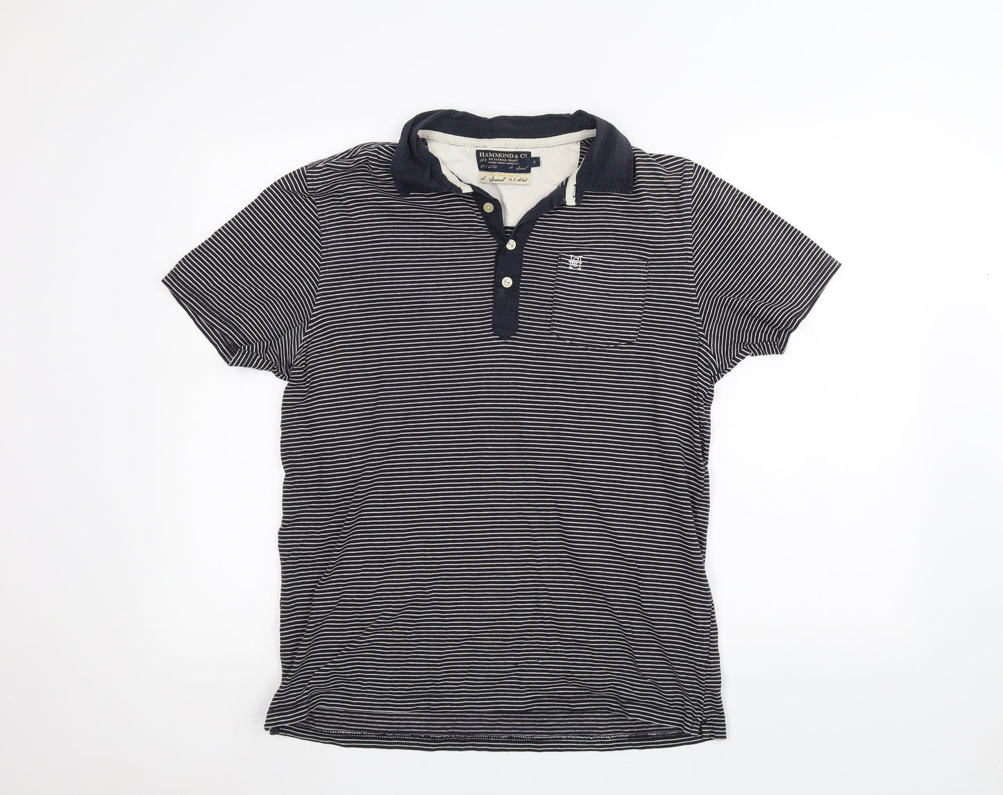 Hammond & Co Mens Blue Striped   Polo Size S