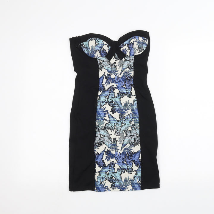 Topshop Womens Black Floral  Pencil Dress  Size 8