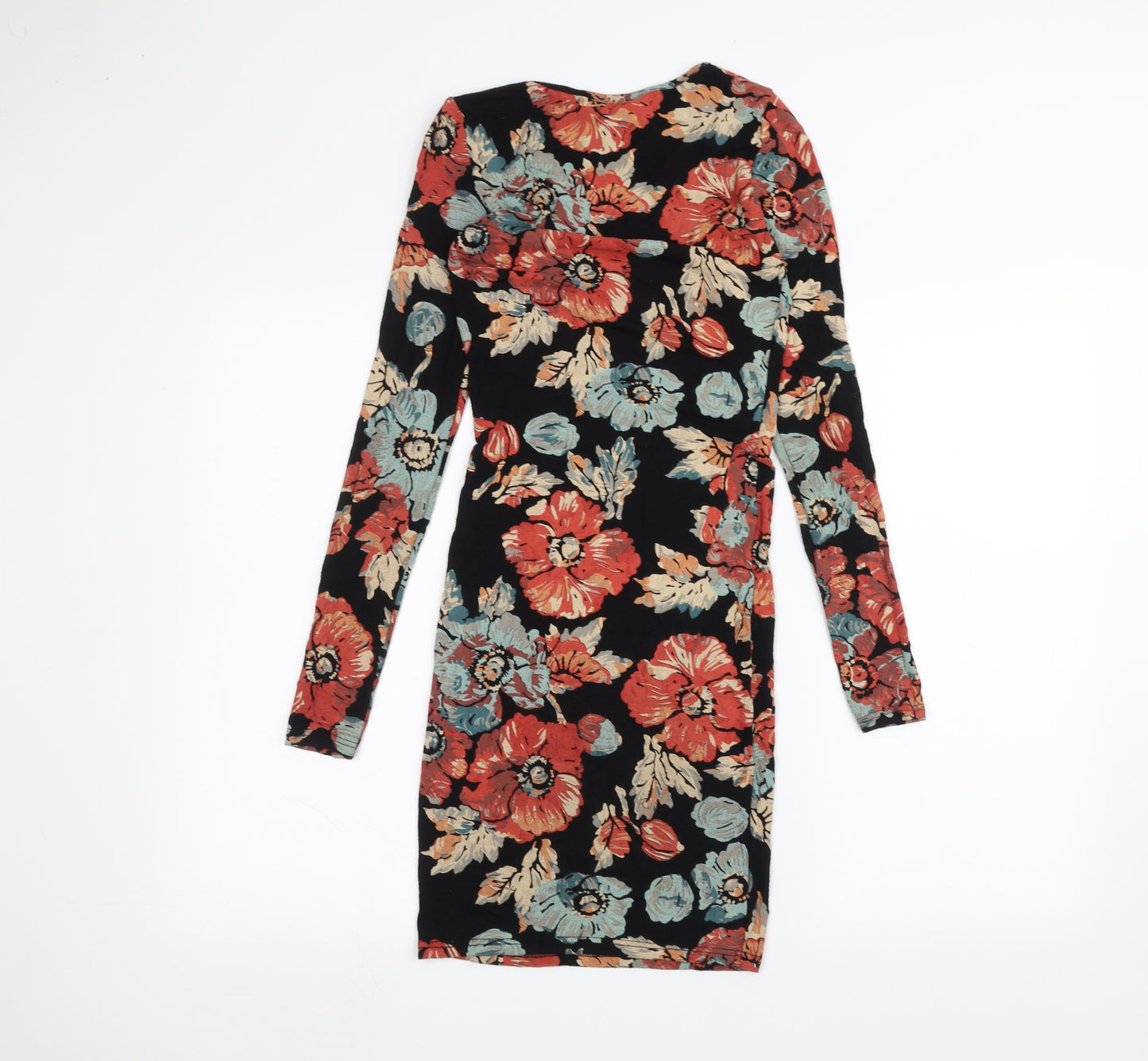 Topshop Womens Black Floral  T-Shirt Dress  Size 6