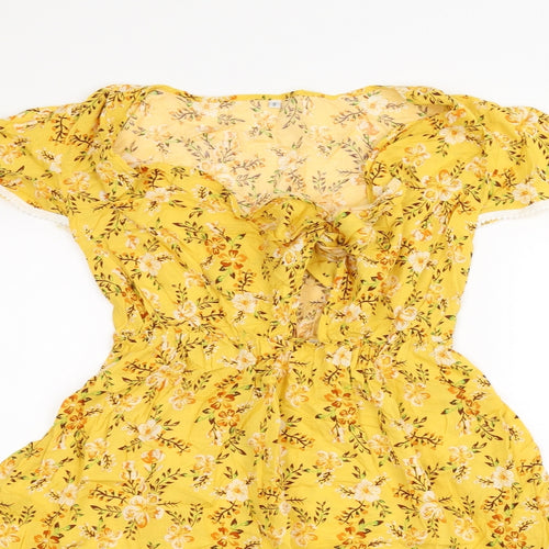 Preworn Womens Yellow Floral  A-Line  Size S