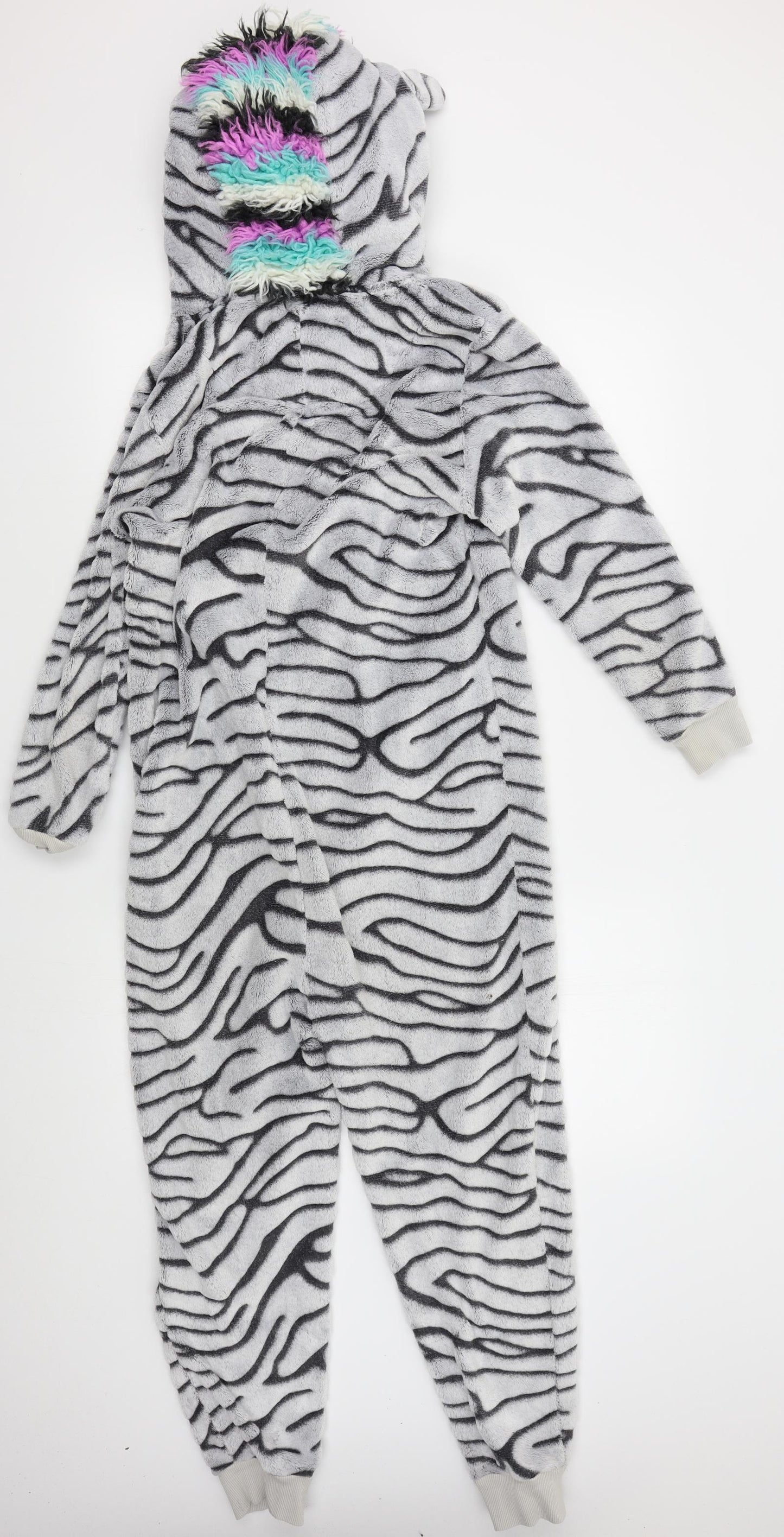 NEXT Girls Grey Animal Print   One Piece Size 11 Years  - zebra