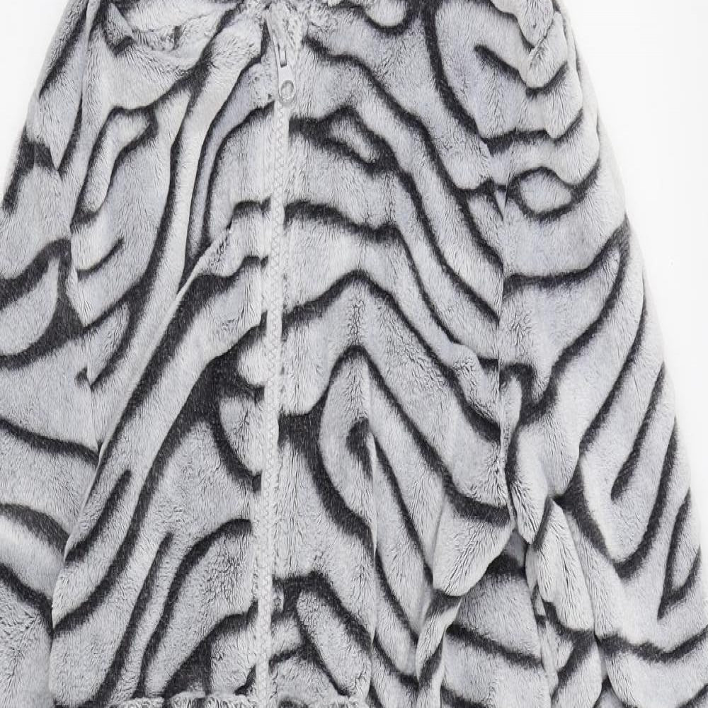 NEXT Girls Grey Animal Print   One Piece Size 11 Years  - zebra