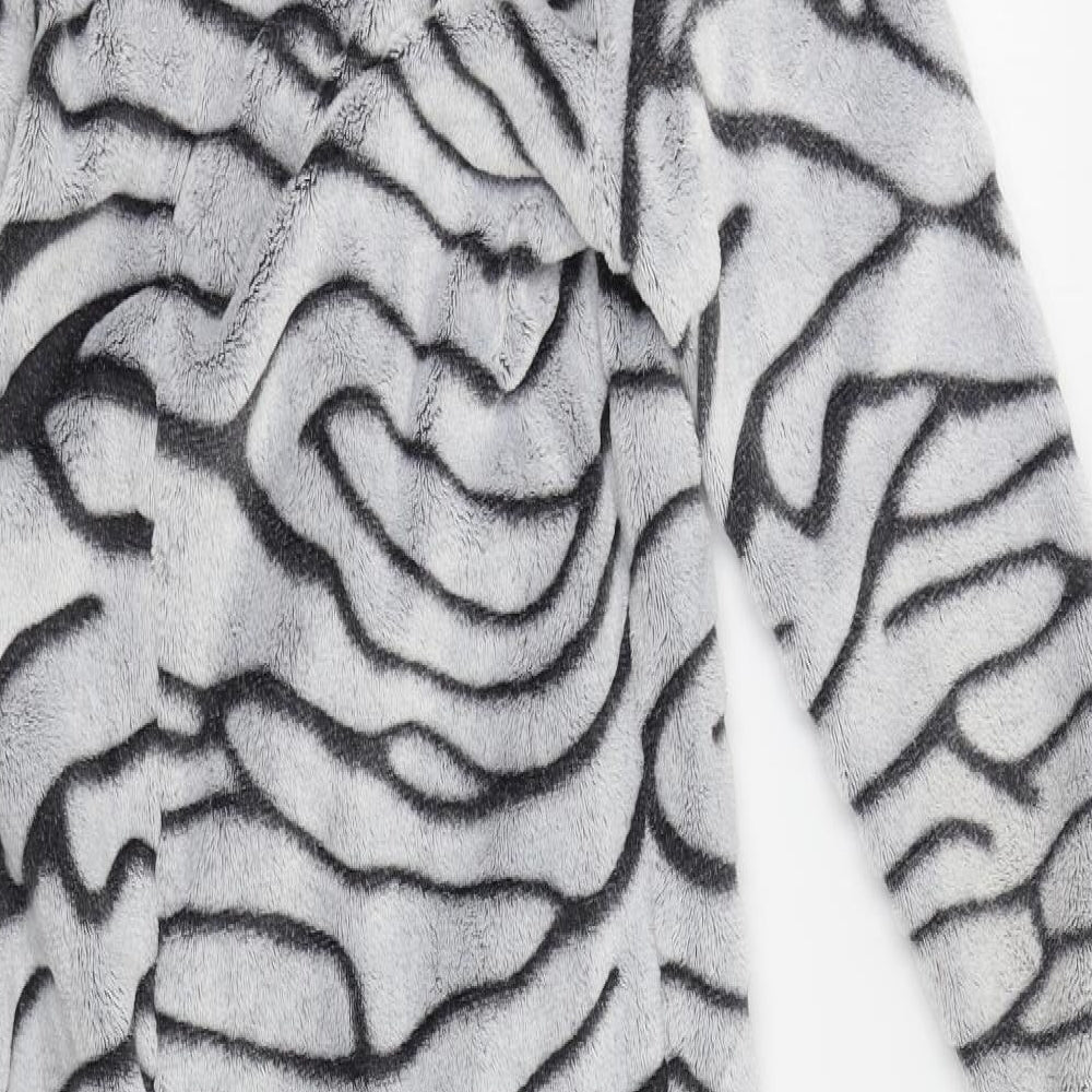 NEXT Girls Grey Animal Print   One Piece Size 11 Years  - zebra