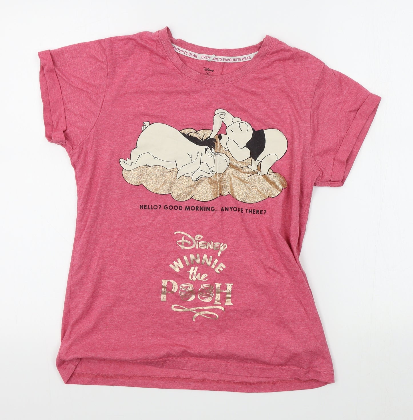 Primark Womens Pink   Basic T-Shirt Size S  - Disney, Winnie the ooh