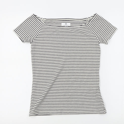 RR Womens White Striped  Pullover Jumper Size M