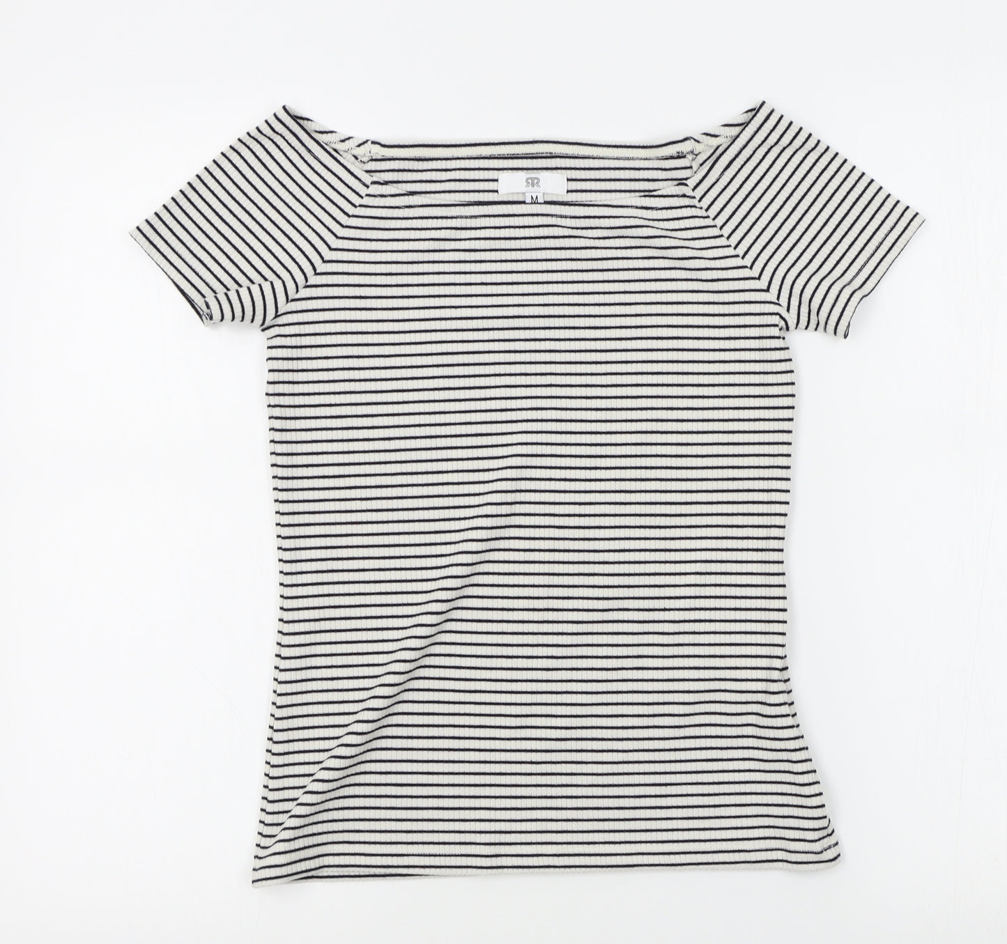 RR Womens White Striped  Pullover Jumper Size M
