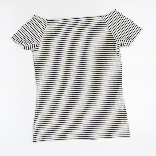 RR Womens White Striped  Pullover Jumper Size M