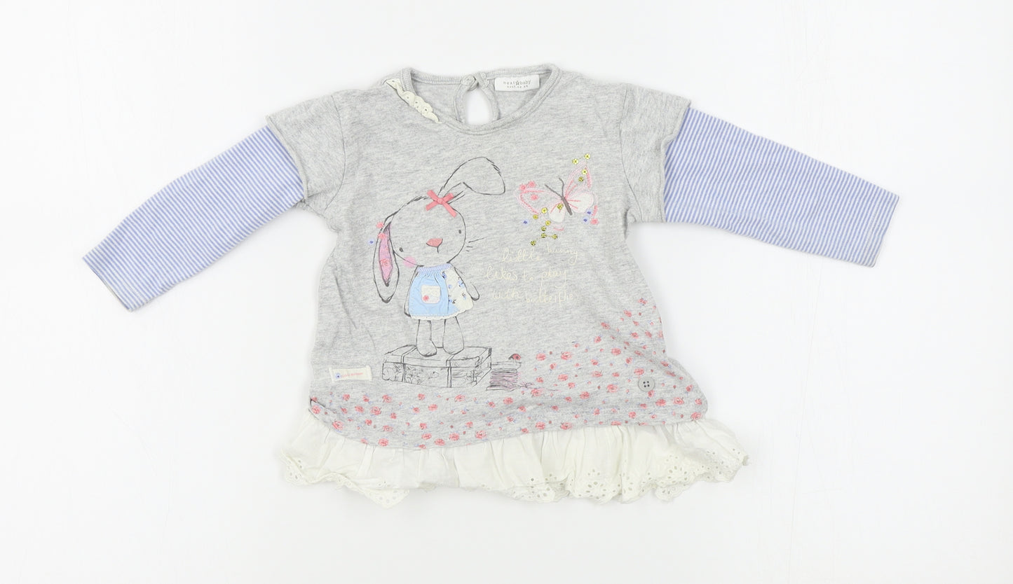 NEXT Girls Grey   Basic Blouse Size 6-9 Months