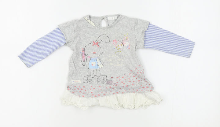 NEXT Girls Grey   Basic Blouse Size 6-9 Months