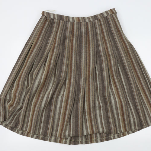 EWM Womens Brown Striped  Pleated Skirt Size 20