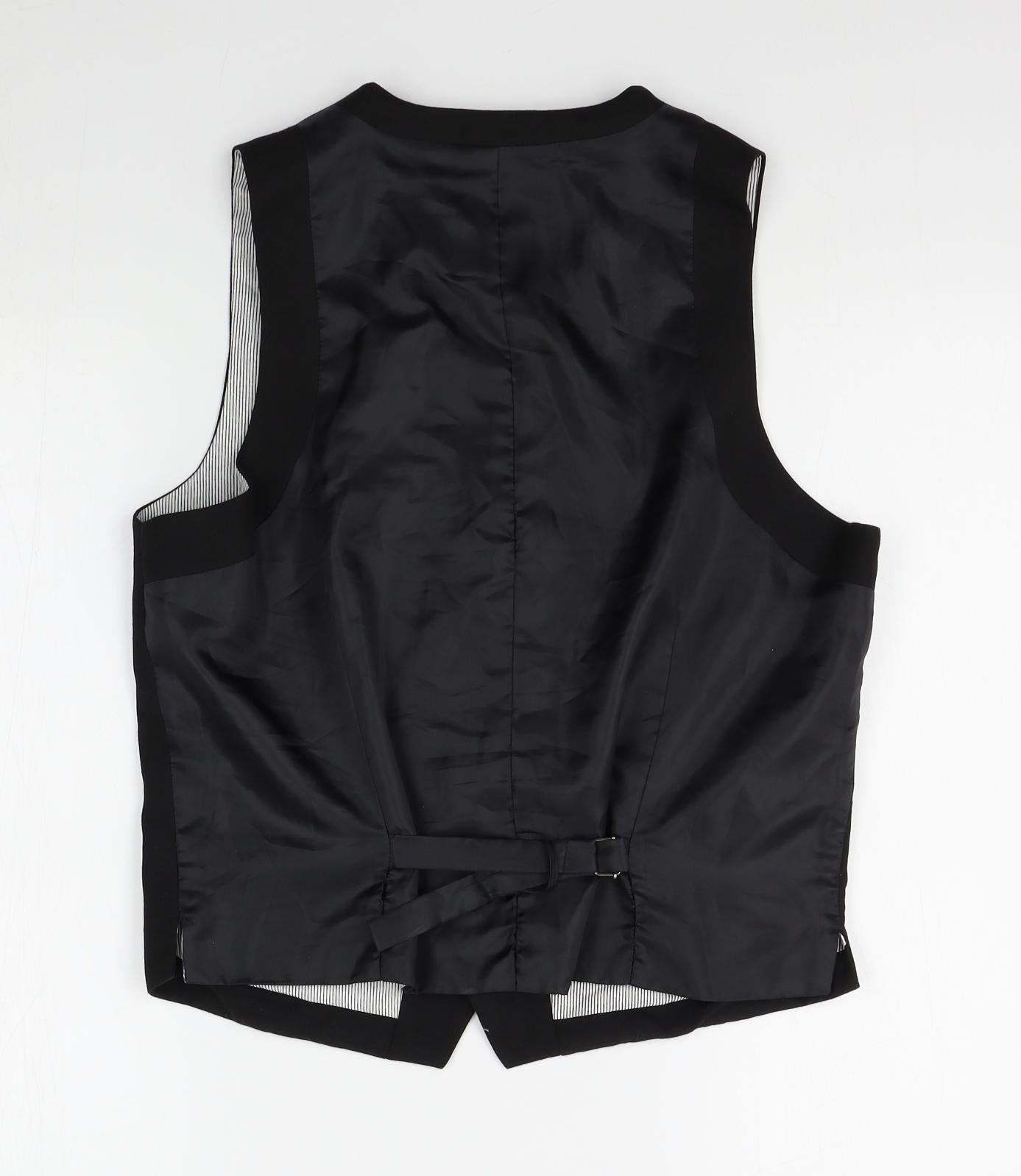 Topman Mens Black Striped  Jacket Suit Waistcoat