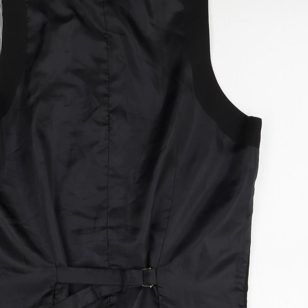 Topman Mens Black Striped  Jacket Suit Waistcoat