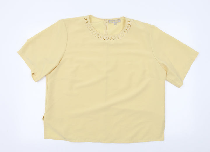 Daxon Womens Yellow Basic Blouse Size 18