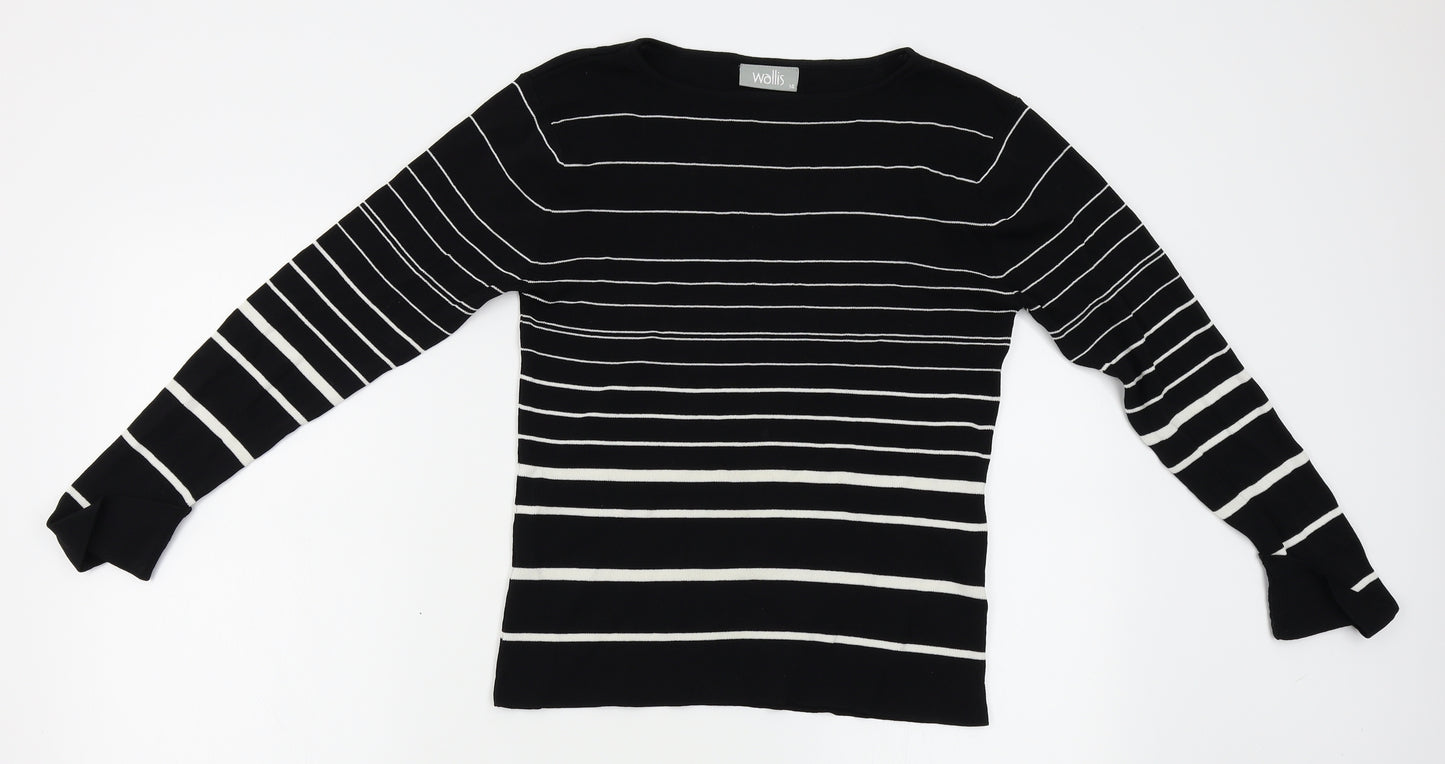 Wallis Womens Black Striped  Pullover Jumper Size 14