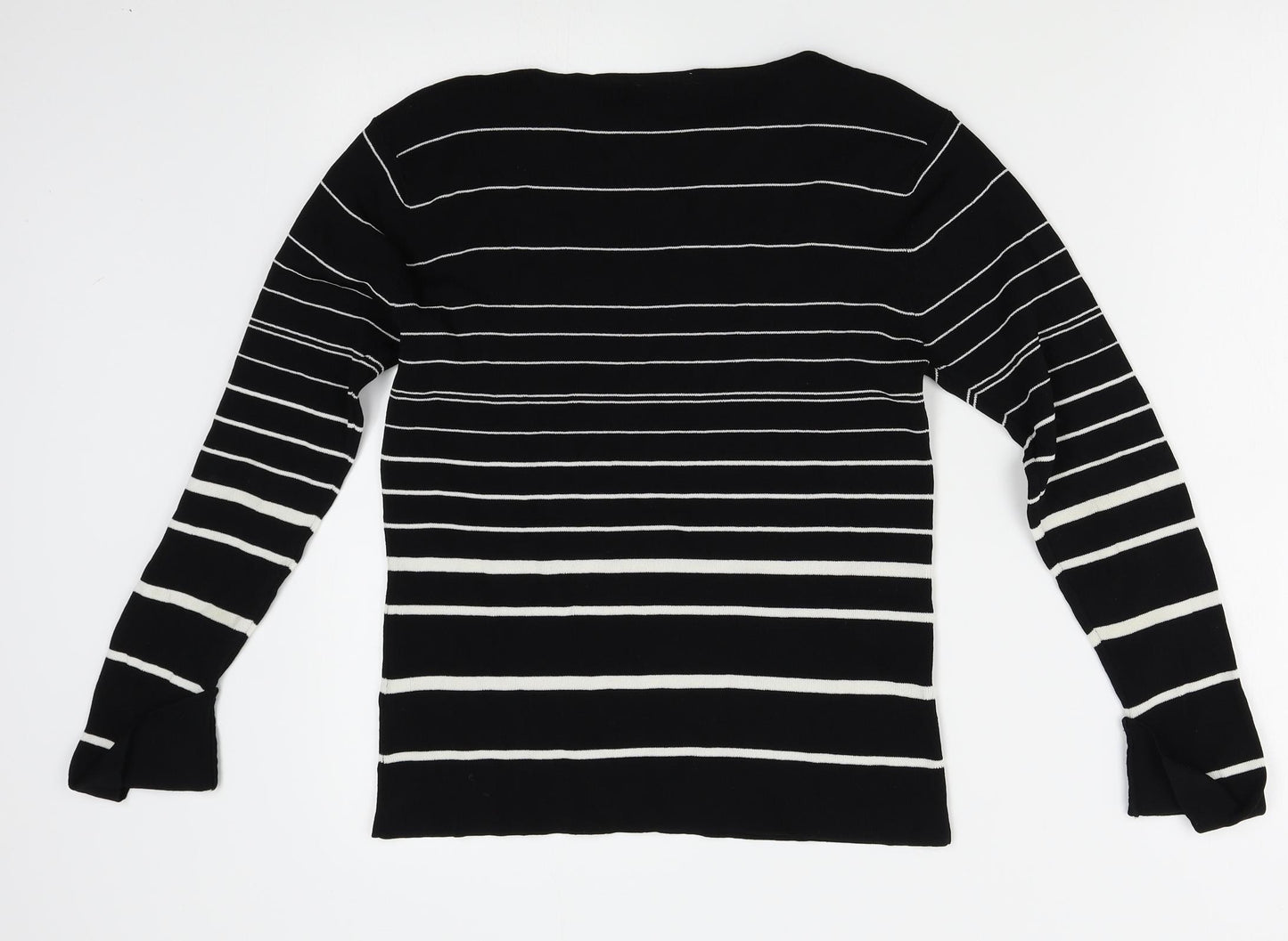 Wallis Womens Black Striped  Pullover Jumper Size 14