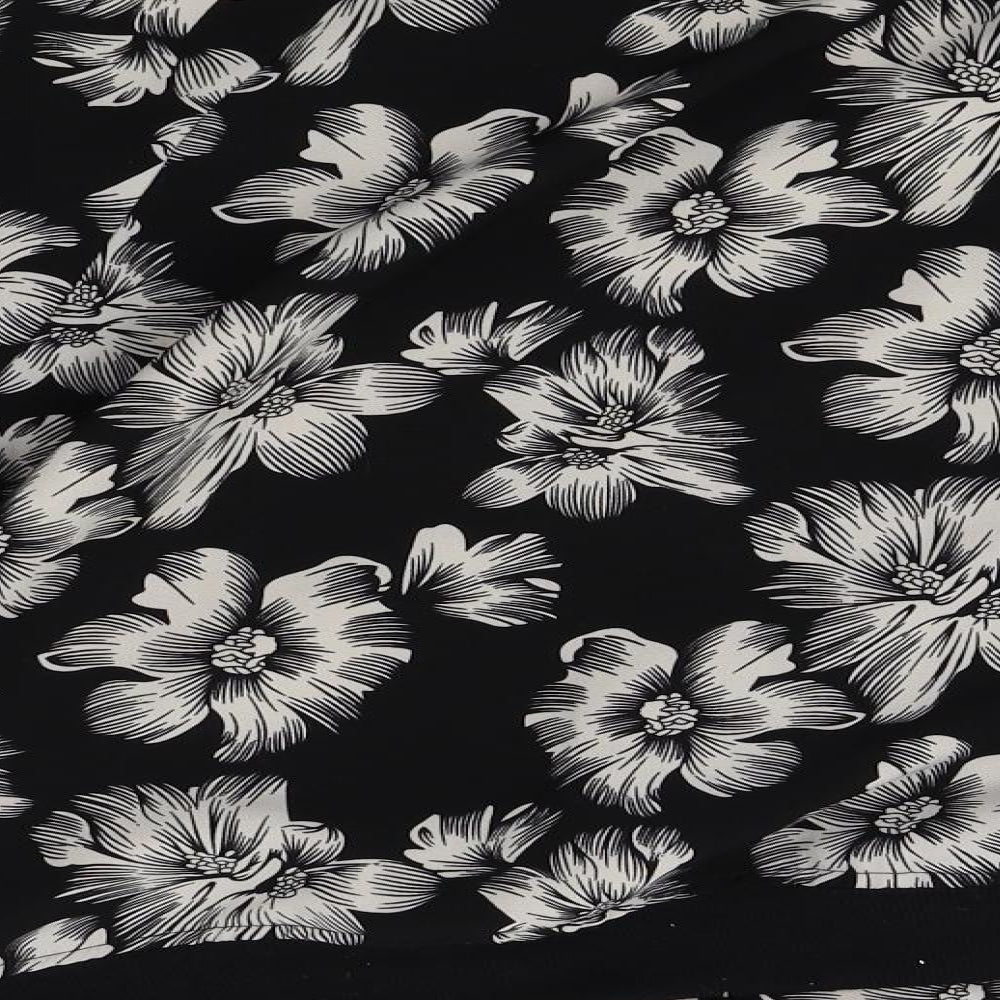 Select Womens Black Floral  Bomber Jacket Jacket Size 16