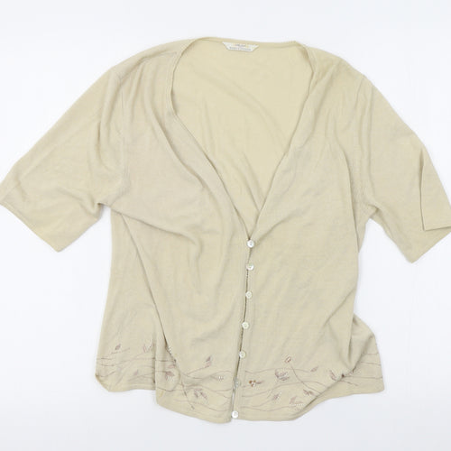 M&S Womens Beige   Cardigan Jumper Size 14
