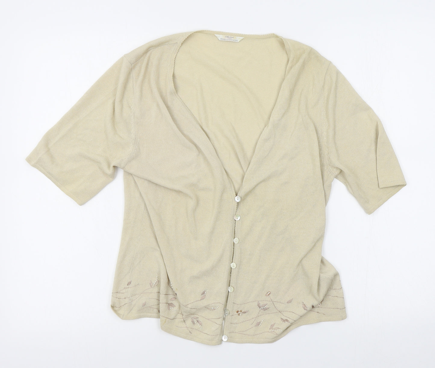 M&S Womens Beige   Cardigan Jumper Size 14