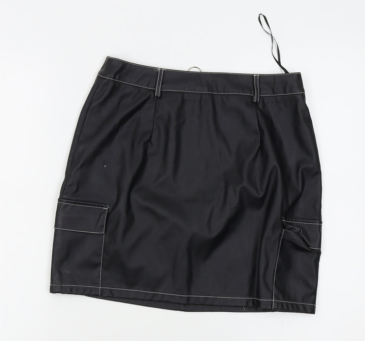 PRETTYLITTLETHING Womens Black   Straight & Pencil Skirt Size 10