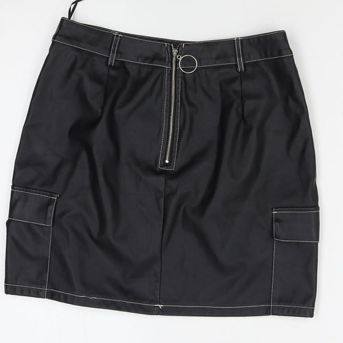 PRETTYLITTLETHING Womens Black   Straight & Pencil Skirt Size 10