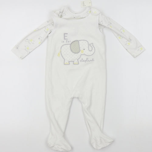 M&Co Baby White Animal Print  Babygrow One-Piece Size 9-12 Months  - two parts