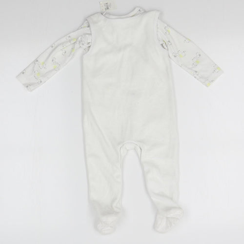 M&Co Baby White Animal Print  Babygrow One-Piece Size 9-12 Months  - two parts