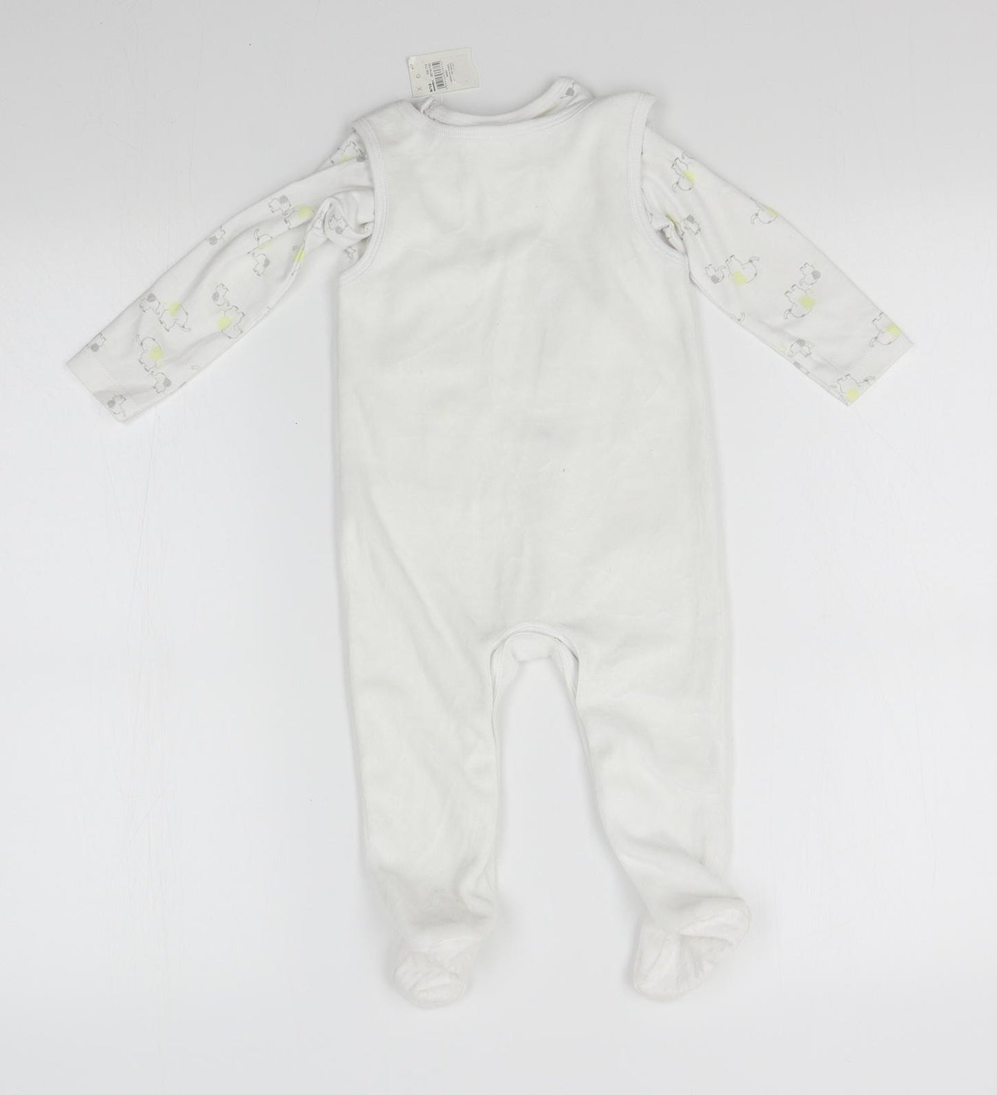 M&Co Baby White Animal Print  Babygrow One-Piece Size 9-12 Months  - two parts