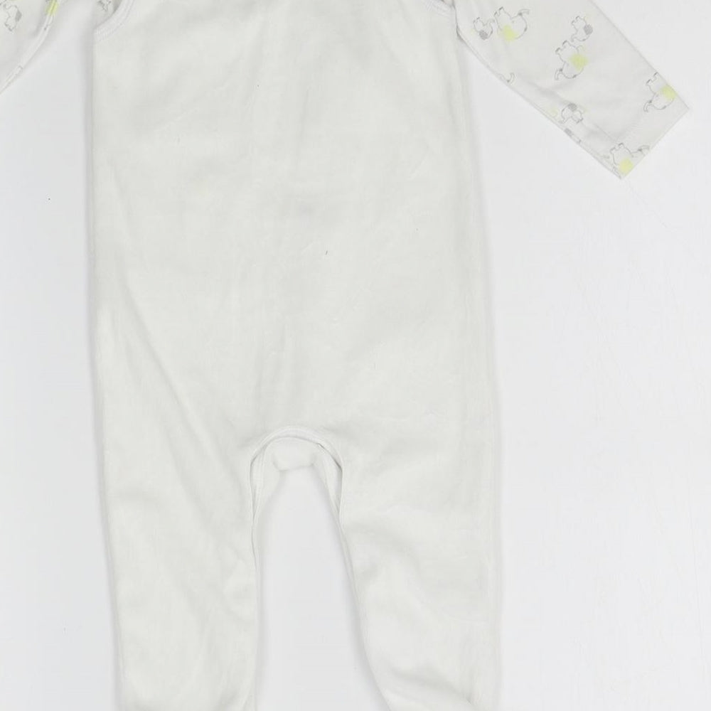 M&Co Baby White Animal Print  Babygrow One-Piece Size 9-12 Months  - two parts