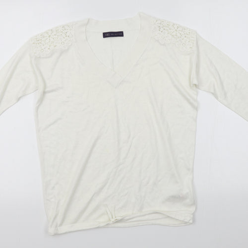 M&S Womens White   Pullover Jumper Size S