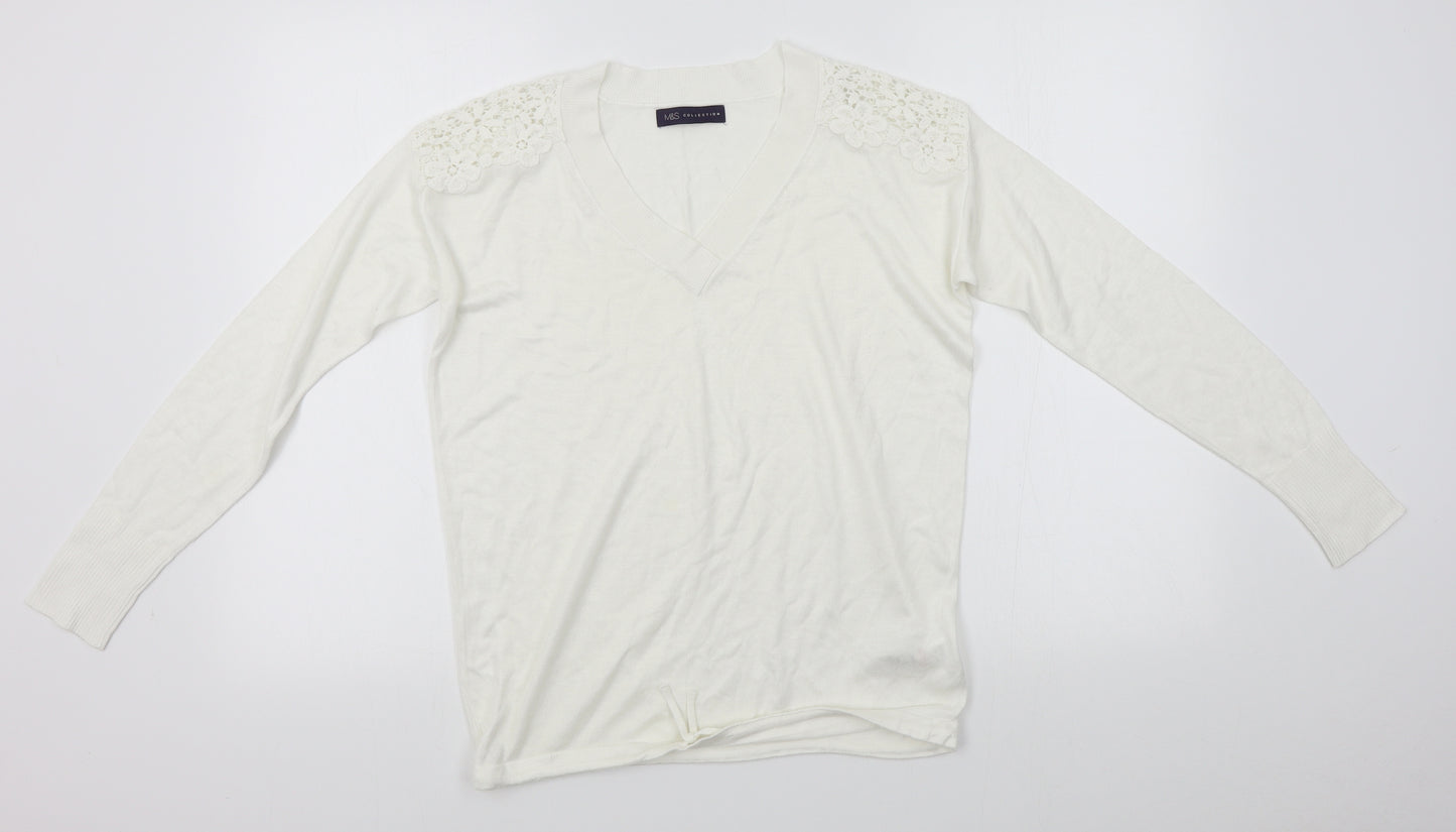 M&S Womens White   Pullover Jumper Size S