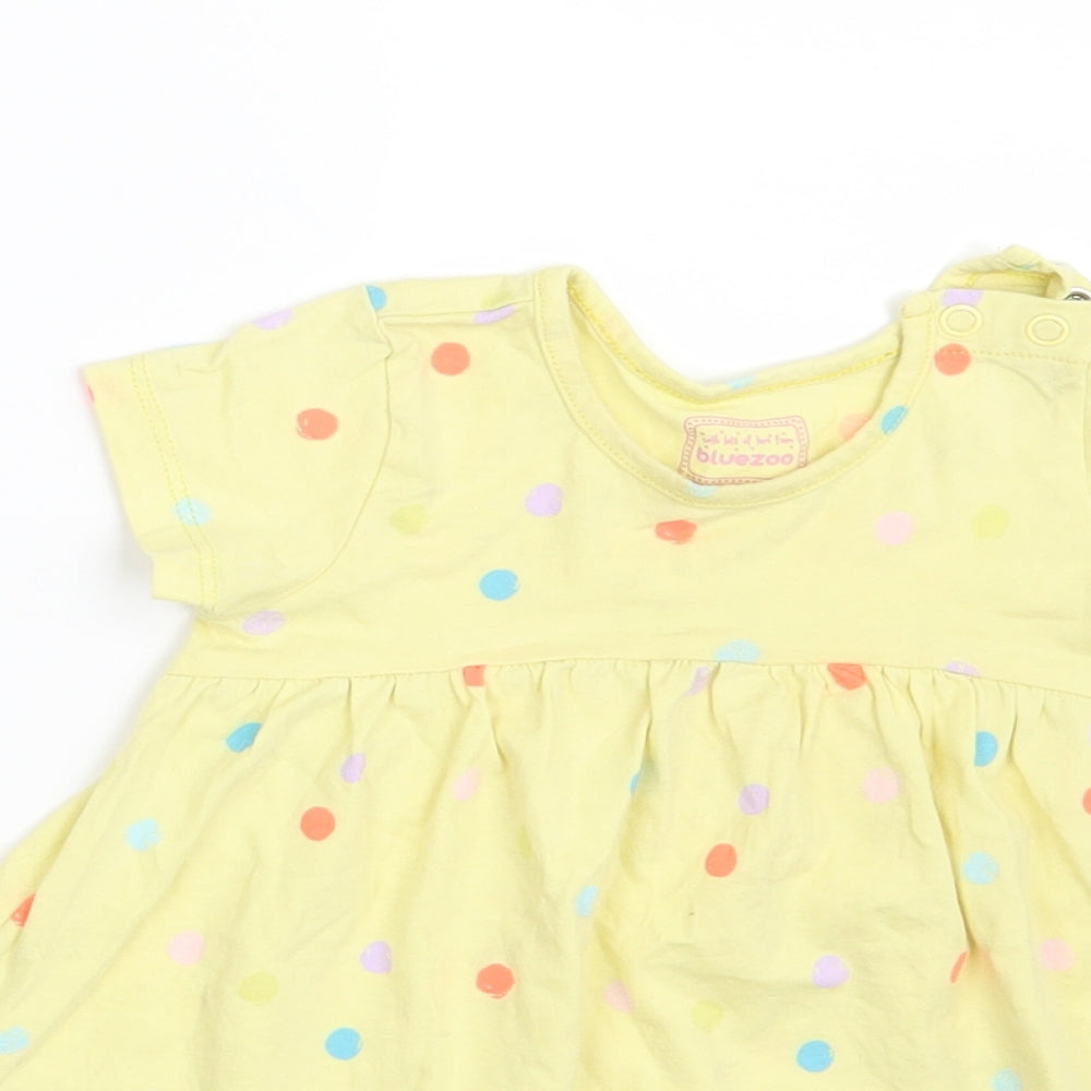 Blue Zoo Girls Yellow Polka Dot  T-Shirt Dress  Size 6-9 Months