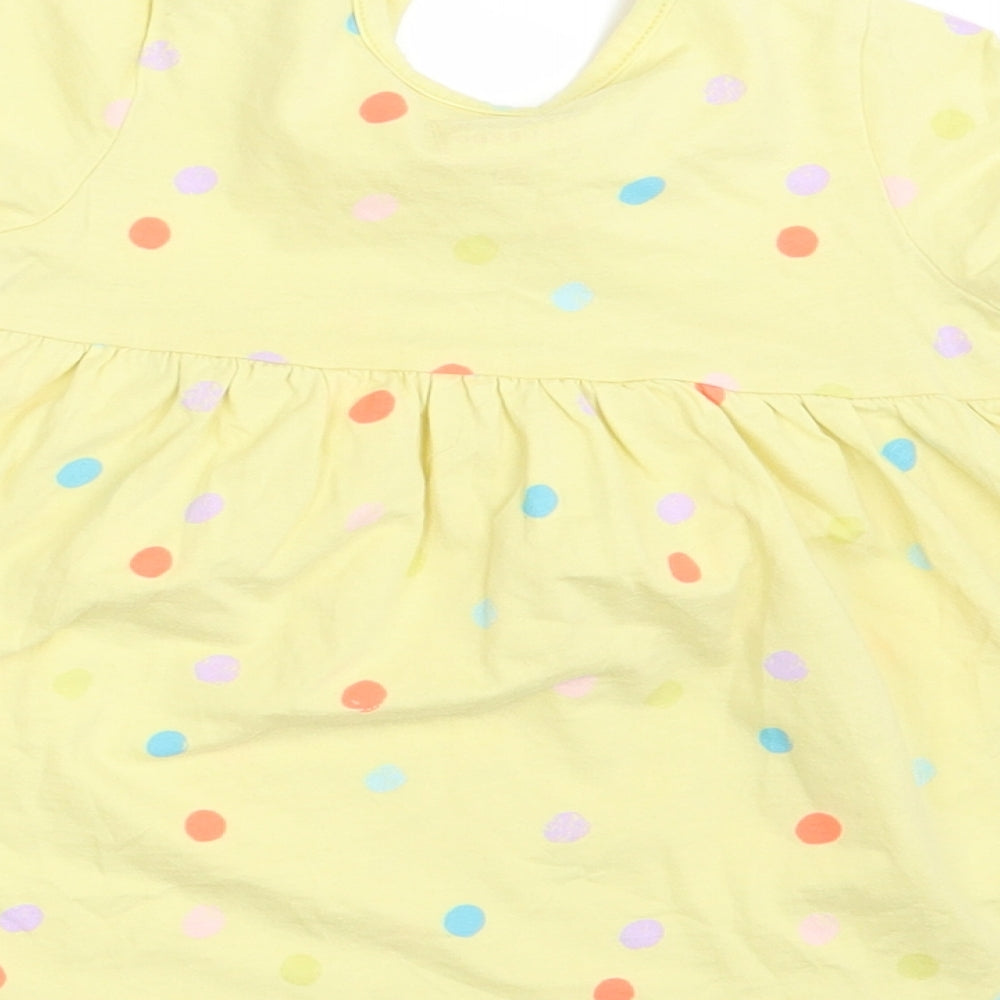 Blue Zoo Girls Yellow Polka Dot  T-Shirt Dress  Size 6-9 Months