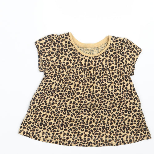 NEXT Girls Brown Animal Print  Basic T-Shirt Size 6-9 Months
