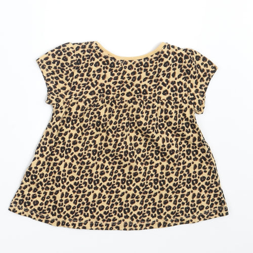 NEXT Girls Brown Animal Print  Basic T-Shirt Size 6-9 Months
