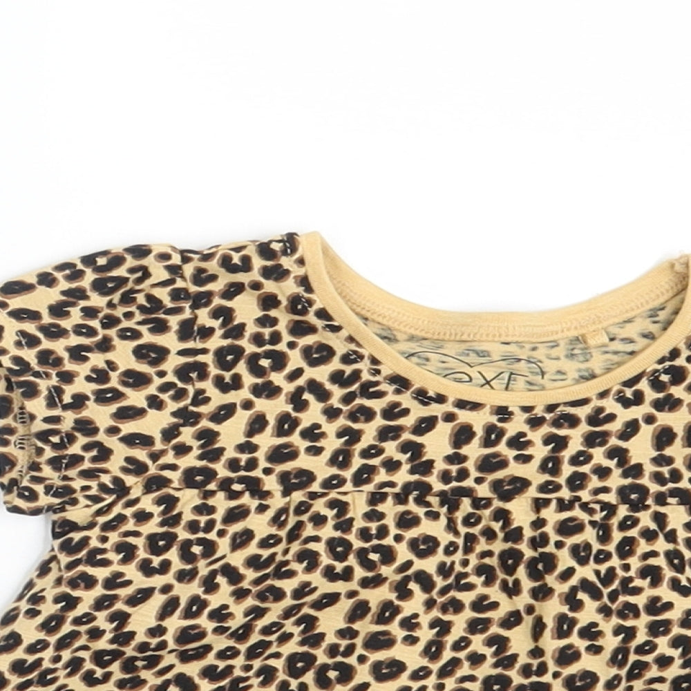 NEXT Girls Brown Animal Print  Basic T-Shirt Size 6-9 Months
