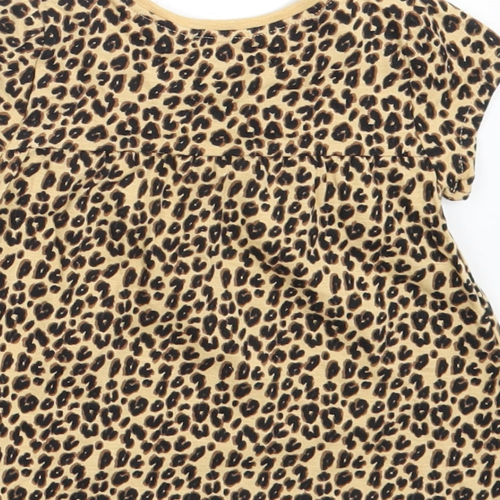NEXT Girls Brown Animal Print  Basic T-Shirt Size 6-9 Months