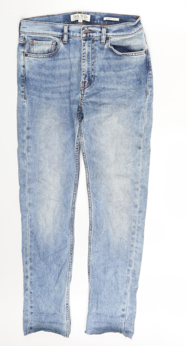 Jack Wills Mens Blue Denim Skinny Jeans Size 28 in L27 in - Croppped