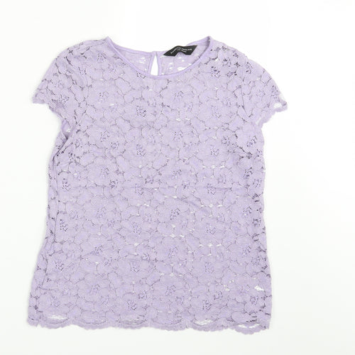 Dorothy Perkins Womens Purple Floral  Basic Blouse Size 8