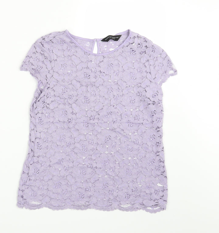 Dorothy Perkins Womens Purple Floral  Basic Blouse Size 8