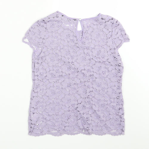 Dorothy Perkins Womens Purple Floral  Basic Blouse Size 8
