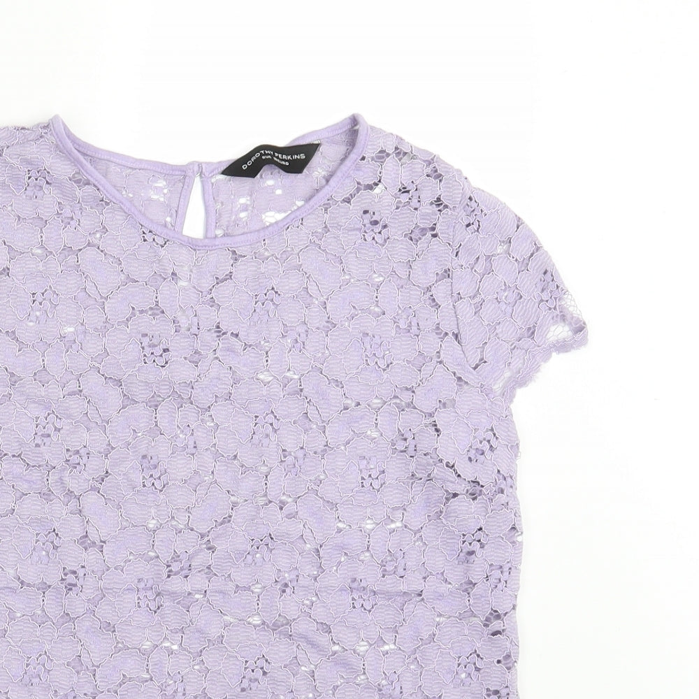 Dorothy Perkins Womens Purple Floral  Basic Blouse Size 8