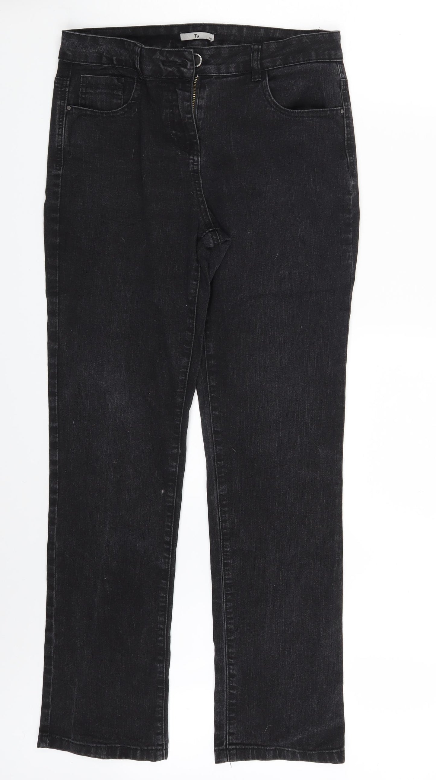 TU Womens Black  Denim Straight Jeans Size 12 L29 in