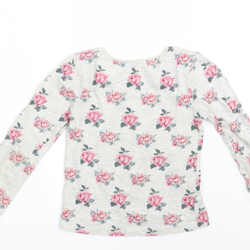 Primark Girls Grey Floral  Basic T-Shirt Size 5-6 Years