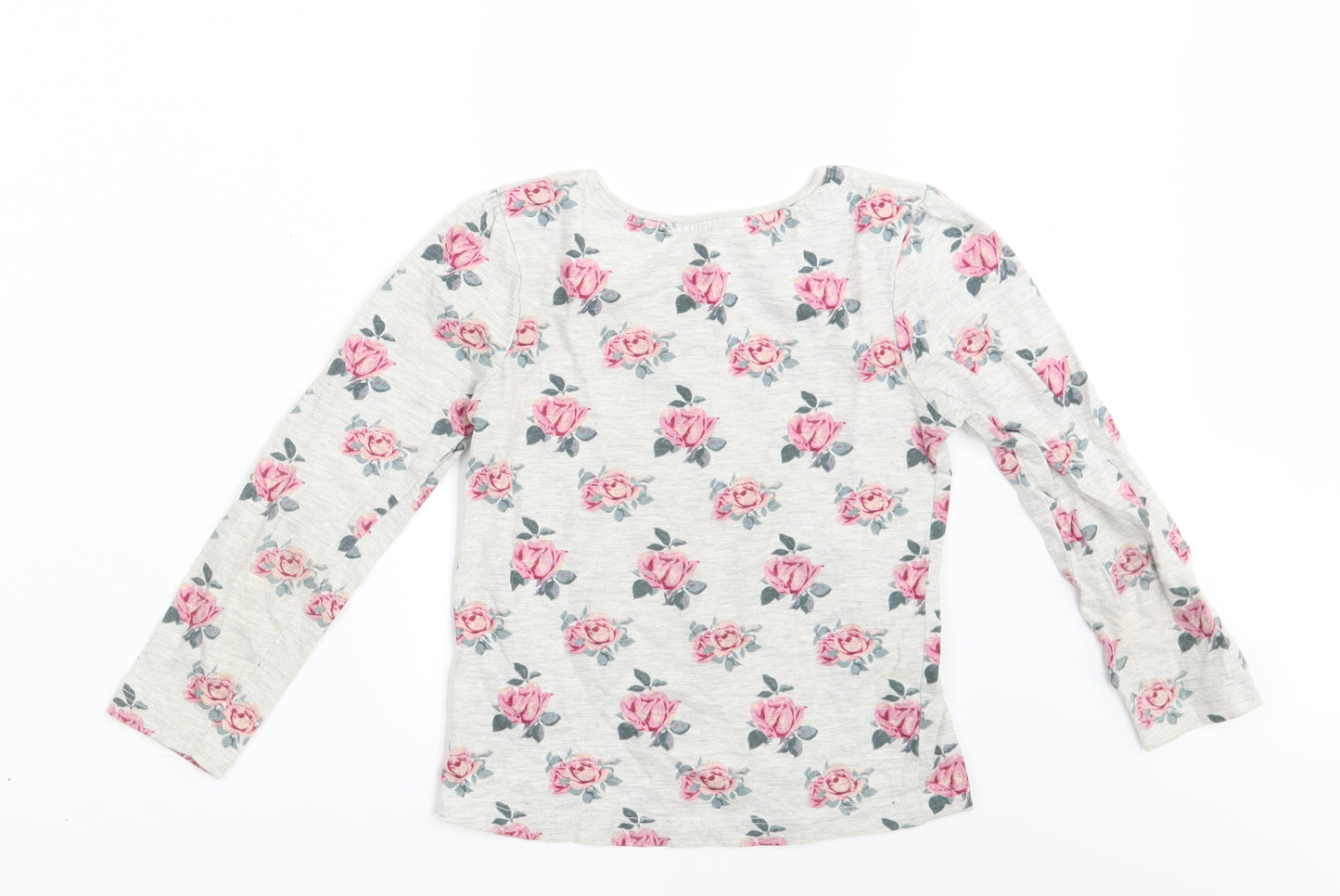 Primark Girls Grey Floral  Basic T-Shirt Size 5-6 Years
