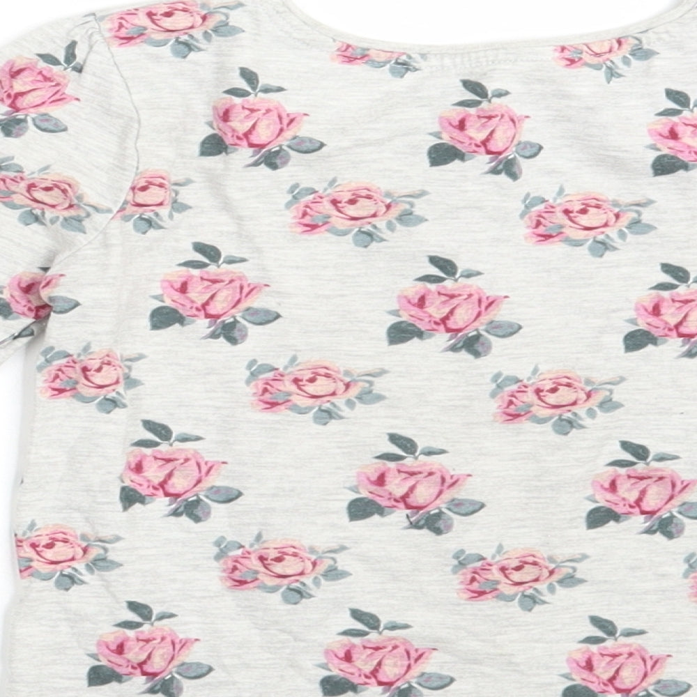 Primark Girls Grey Floral  Basic T-Shirt Size 5-6 Years
