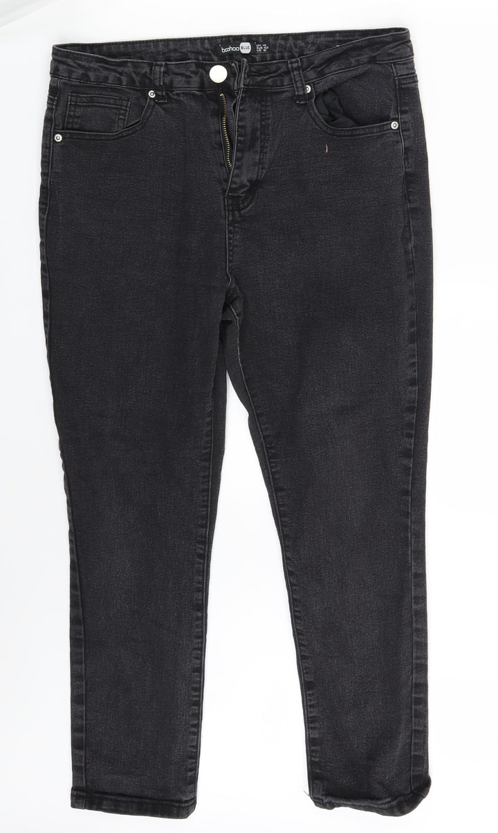 Boohoo Womens Black Denim Skinny Jeans Size 14 L24 in