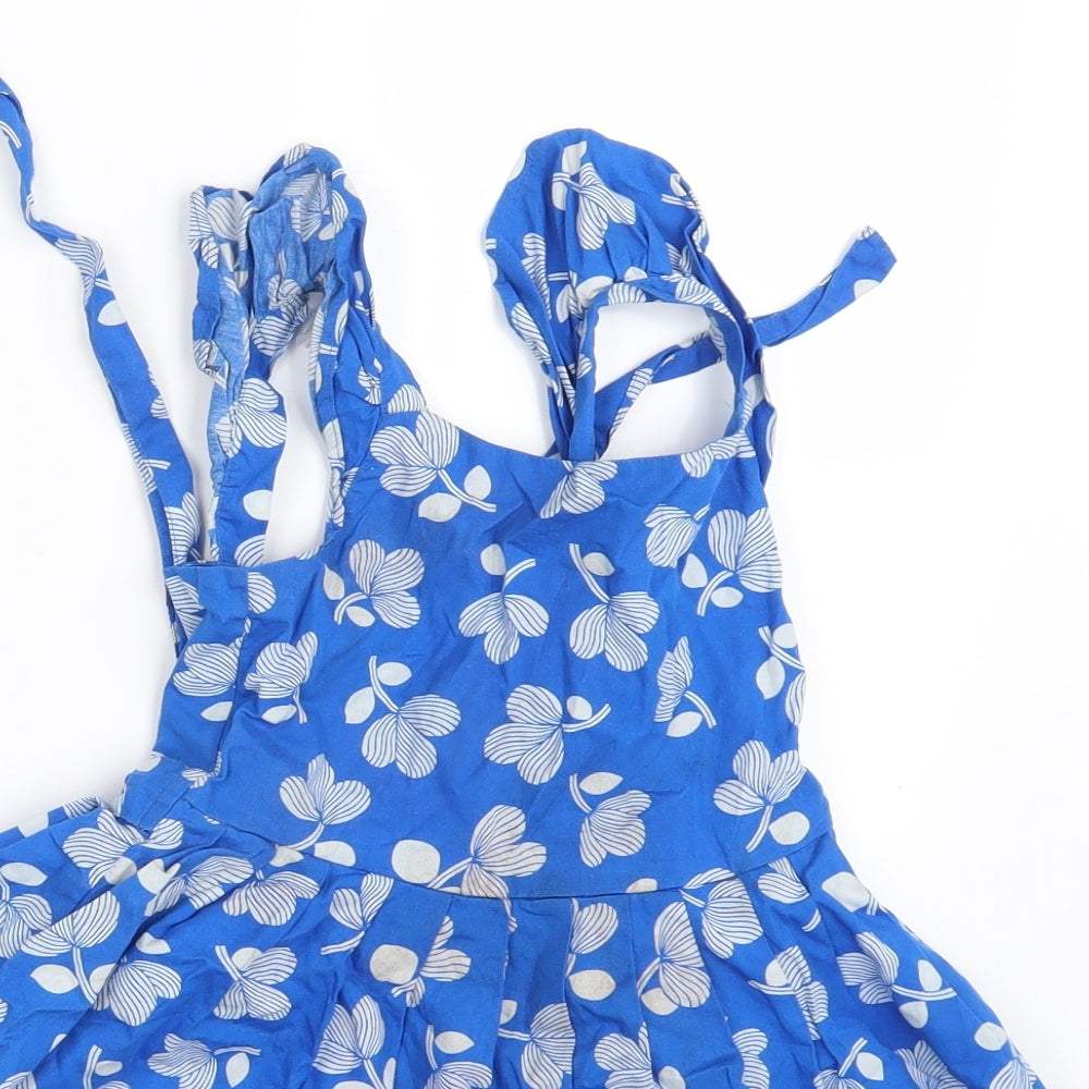 m&s Girls Blue Floral  Fit & Flare  Size 4-5 Years